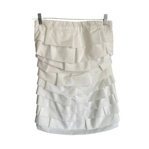 LK Collection Womens Multi Layer Bandeau Mini Dress Size Small White